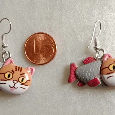 Boucles d'oreilles poisson chat 
